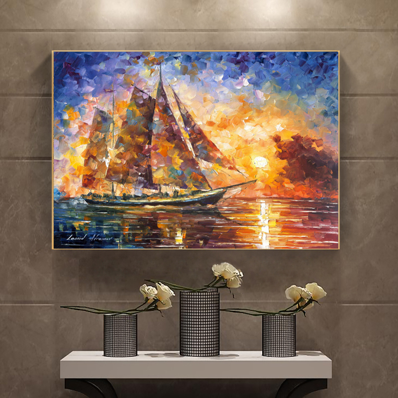 Abstract Boat Ship Posters Sail Landscape Painting Canvas Prints Wall Art for Living Room Modern Sofa Home Decor Tree Rain Sea