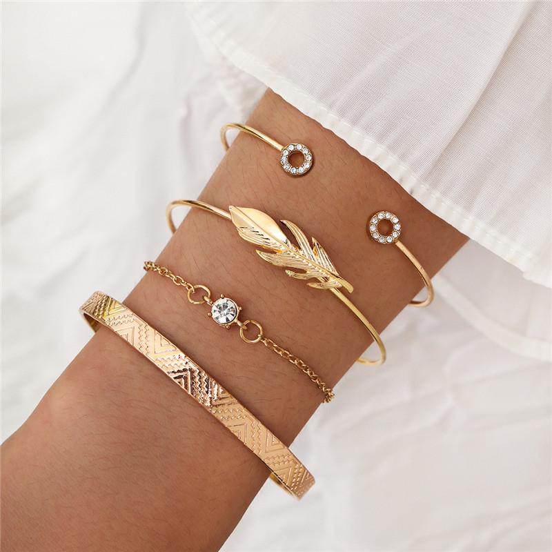 Link, Chain VAGZEB Fashion Gold Color Big Round Charm Bracelet Set Punk Vintage Feather Crystal Bracelets Bangles For Women Drop
Link, Chain VAGZEB Fashion Gold Color Big Round Charm Bracelet Set Punk Vintage Feather Crystal Bracelets Bangles For Women Drop
