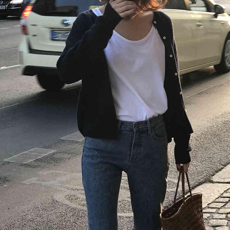 Hollow Out Sweater Women Autumn Fashion Vintage Thin Cardigan Long Sleeve Soft O-neck Clothes 10919 210506