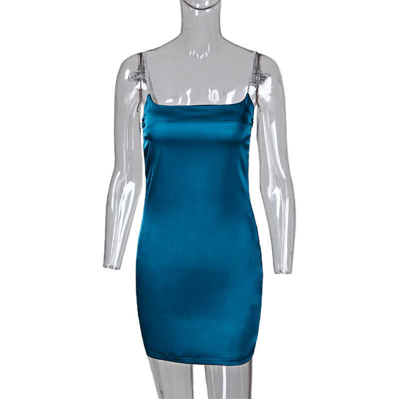 Women Mini Satin Spaghetti Strap Dresses Female Sexy Slim Fit Bodycon Party Club Dress 210630