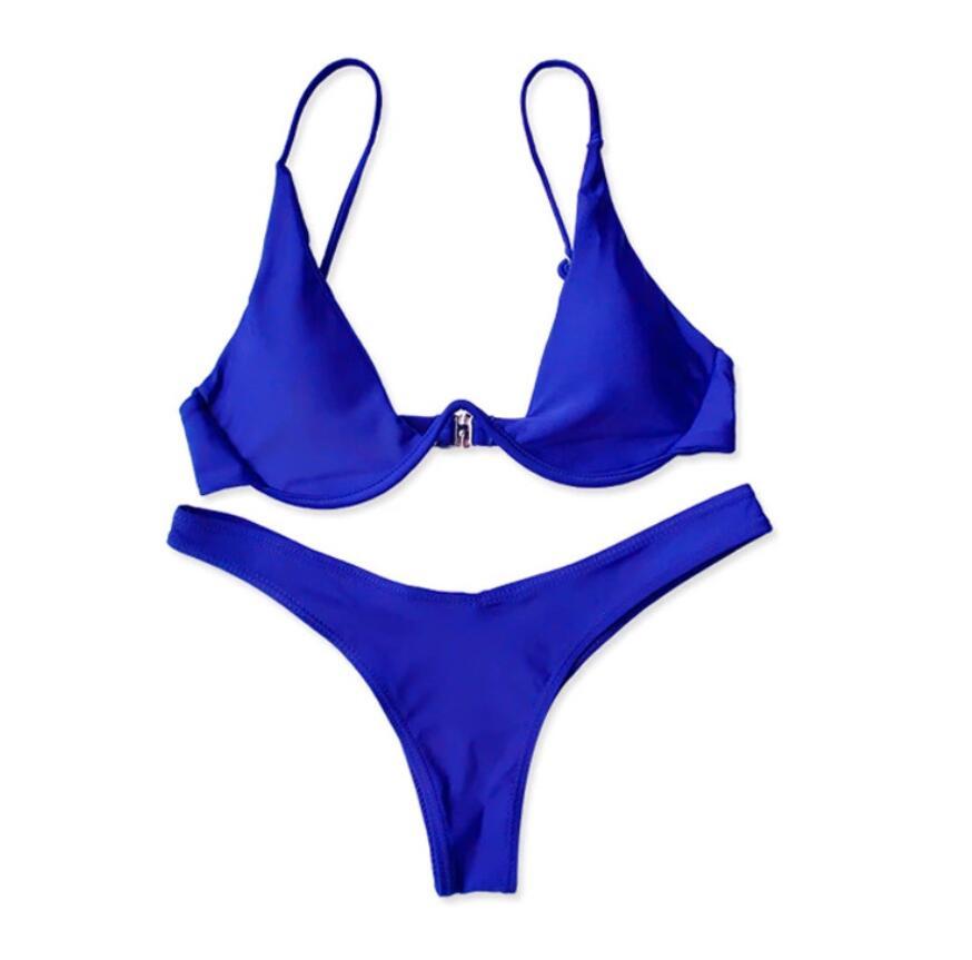 Beach Set Sexy Ladies Back Push Up V-bar Underwire Bikini Bra Swimwear Swim Women Suit Swimsuit Beachwear 2 pieces set 210429
