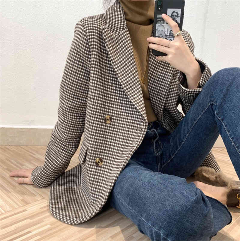 Women's Wool & Blends Lmq winter woman from vintage cargo houndstooth suit plaid Korean casual wool coats double breasted blazer jacket FZD0, 1# shoe box
Women's Wool & Blends Lmq winter woman from vintage cargo houndstooth suit plaid Korean casual wool coats double breasted blazer jacket FZD0, 1# shoe box