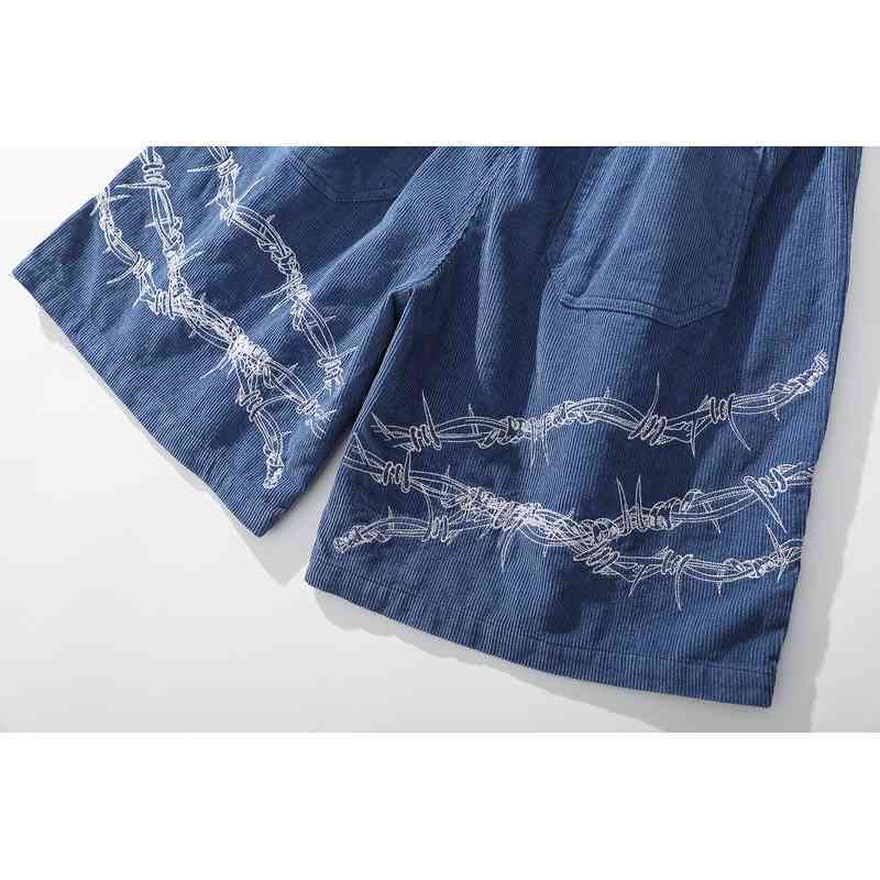 IEFB Men's Wear High Street Hip-hop Embroidery Black Personality Gothic Shorts Knee Length Pants For Men High Qulity 9Y1308 210524