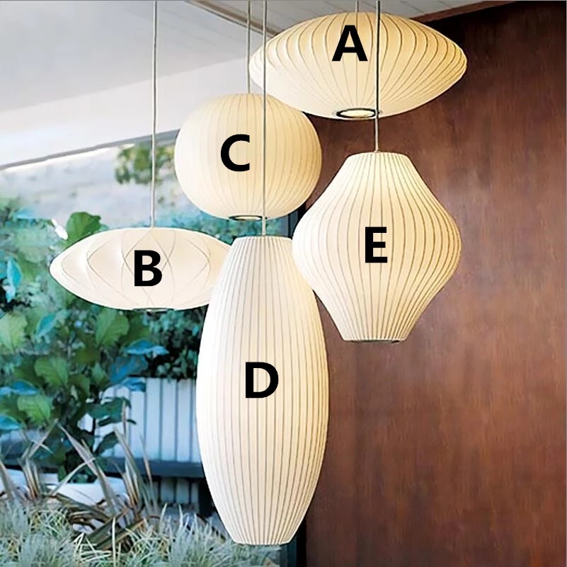 2021 George Nelson Bubble Saucer Lamp E27 LED White Silk Pendant Light White Silk Flat Ball White Silk hanging Lighting
