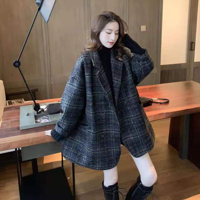 Women' Wool & Blends Plaid Woolen Mid-length 2021 Autumn And Winter Tweed Coat, Dark grey
Women' Wool & Blends Plaid Woolen Mid-length 2021 Autumn And Winter Tweed Coat, Dark grey