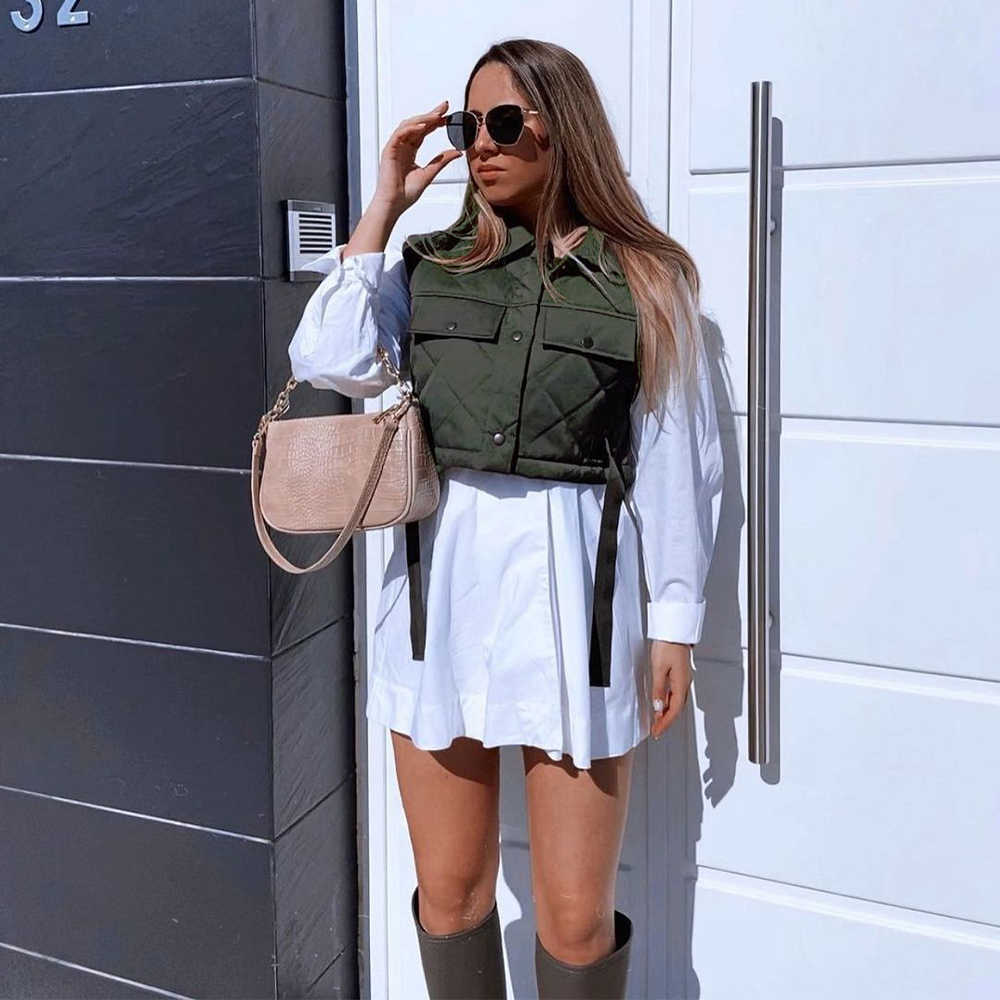 Women Cropped Gilet Jacket Sleeveless Fashion Casual Streetwear Woman Waistcoat Tops veste femme 210709
