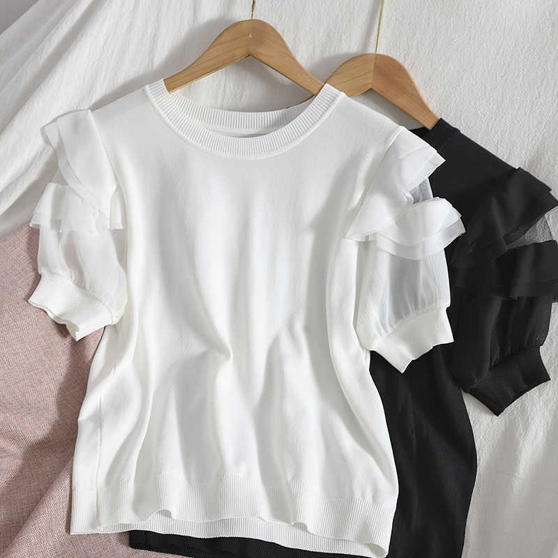 VANOVICH Mesh Chiffon Short Sleeve T Shirts Women Fashion Solid Color Casual Wild Ladies Spring and Summer op 210615, Black
VANOVICH Mesh Chiffon Short Sleeve T Shirts Women Fashion Solid Color Casual Wild Ladies Spring and Summer op 210615, Black