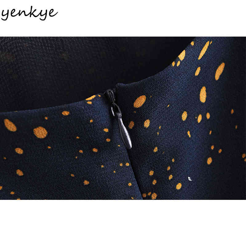 Vintage Spot Print Summer Dress Women Sexy Sleeveless V Neck Hem Slits A-line Mini Chiffon Short Robe 210430