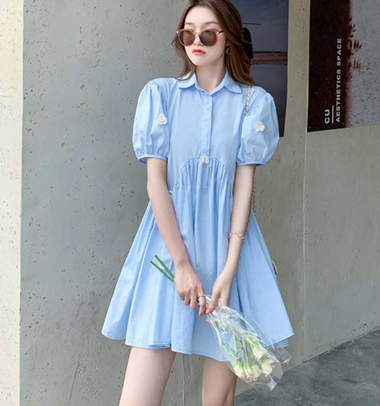Summer Womens Turn-Down Collar Puff Sleeve Solid Color Ruched Shirts Dress Retro Casual Elegant Mini 210526, Photo color
Summer Womens Turn-Down Collar Puff Sleeve Solid Color Ruched Shirts Dress Retro Casual Elegant Mini 210526, Photo color