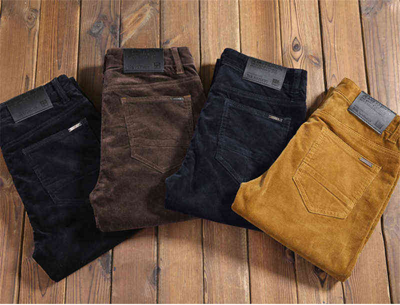 High Quality Autumn and Winter Male Business Men's Trousers Straight Corduroy Pants Breathable Casual Pants 211112