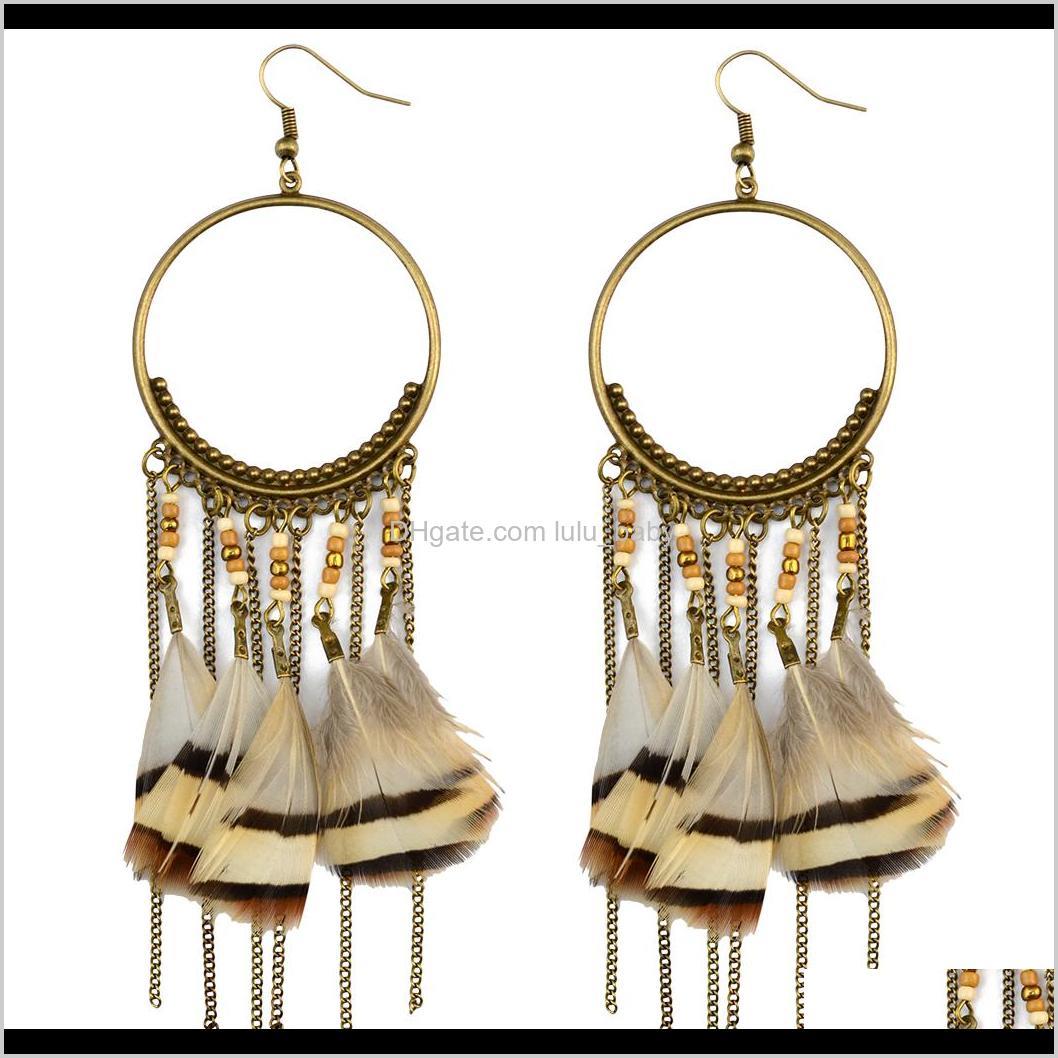 Idealway Bohemian Fashion Bronze Alloy Hoop Brown Beads Chains Tassels Feather Earrings For Women Jewelry Gift Dhbaf Chandelier Uck1L
Idealway Bohemian Fashion Bronze Alloy Hoop Brown Beads Chains Tassels Feather Earrings For Women Jewelry Gift Dhbaf Chandelier Uck1L