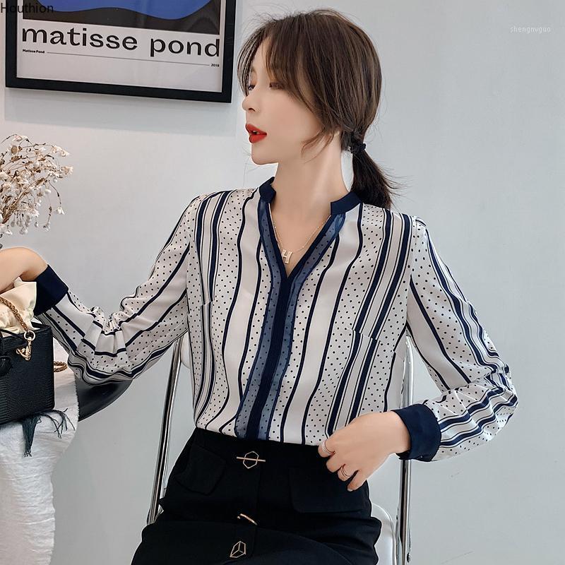 Women' Blouses & Shirts Houthion Silk Fashion Striped Chiffon Shirt Korean Long Sleeve Top Loose Casual Blusas Full V-Neck, Blue
Women' Blouses & Shirts Houthion Silk Fashion Striped Chiffon Shirt Korean Long Sleeve Top Loose Casual Blusas Full V-Neck, Blue