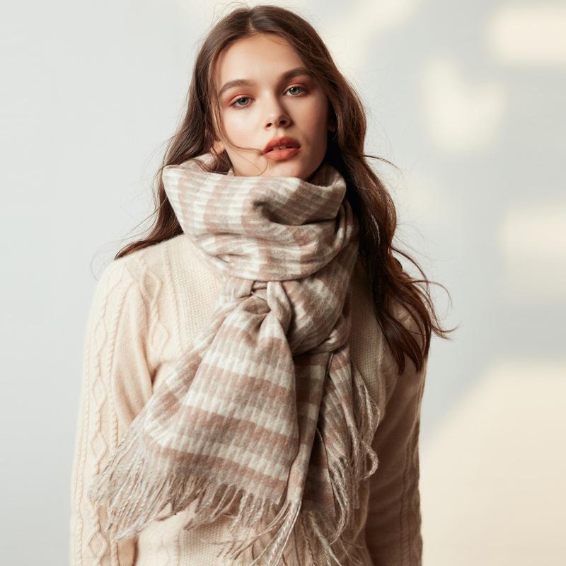 Scarves Autumn Winter Wool Scarf Women Long Thick Shawl Dual-Use Cashmere All-Match Warm Bib Luxury Designer Knitted, Blue;gray 
Scarves Autumn Winter Wool Scarf Women Long Thick Shawl Dual-Use Cashmere All-Match Warm Bib Luxury Designer Knitted, Blue;gray