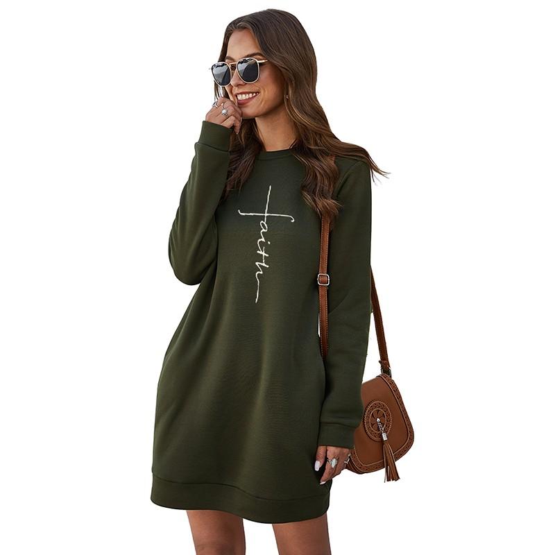 Casual Dresses Fashion Faith Embroidery Sweatshirt Dress Women Long Sleeve Pocket Plus Size Ladies Sexy Mini Vestidos, Armygreen
Casual Dresses Fashion Faith Embroidery Sweatshirt Dress Women Long Sleeve Pocket Plus Size Ladies Sexy Mini Vestidos, Armygreen