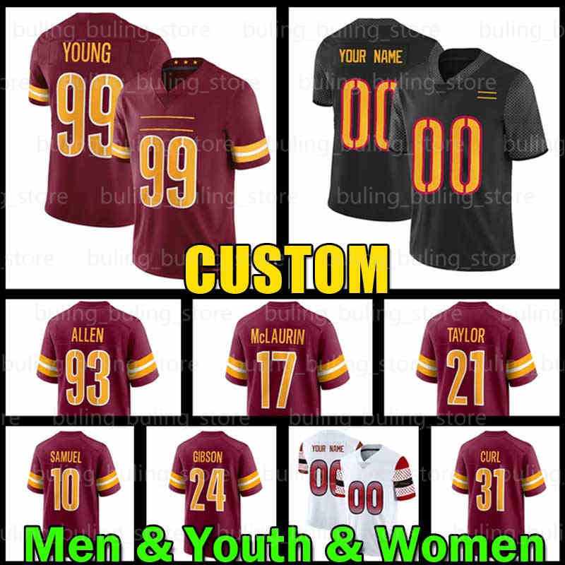 99 Chase Young 21 Sean Taylor Jersey Terry McLaurin Football Heinicke Commanders John Riggins Curtis Samuel Antonio Gibson Washingtons Jonathan Allen Kamren Curl, Women jersey(h p)