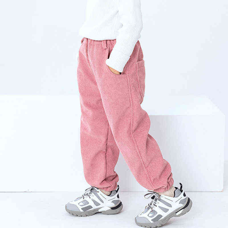 HH Kids Autumn Winter Corduroy Cotton Soft Pants for Girls 3-8 Years Old Solid Boys Casual Sport Baby Toddler Comfortable 211103