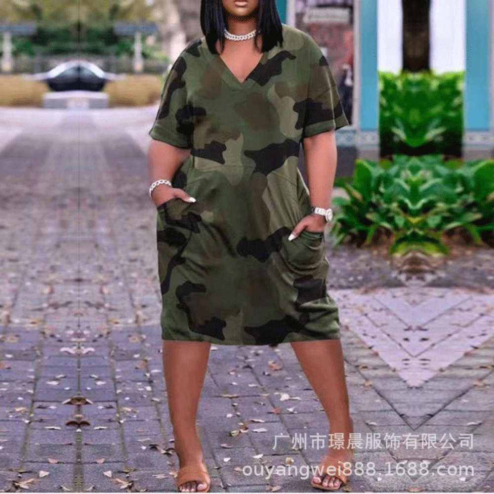 Summer women's loose and comfortable V-neck short sleeve print dress, Black;gray
Summer women's loose and comfortable V-neck short sleeve print dress, Black;gray