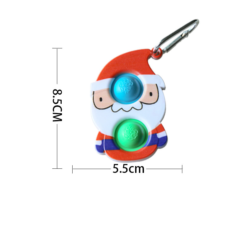 Christmas Tree Santa Claus Elk Snowman Dog Pop It Push Fidget Toy with Keychain Ring Stress Relief Autism Popit Squeeze Toys Gifts for Adult Children 
