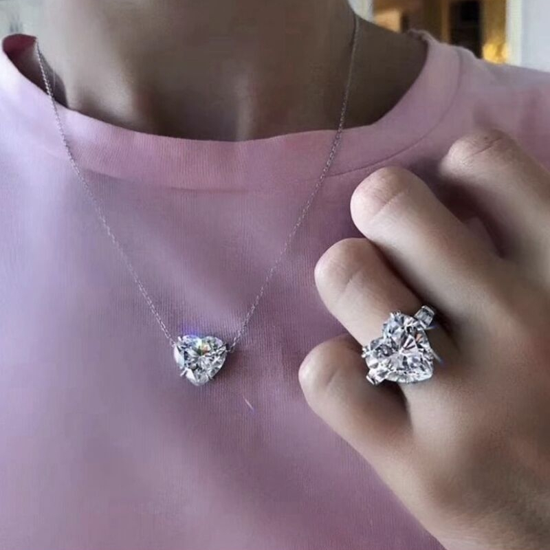 2021 Heart Cut 6ct Lab Diamond Jewelry set 925 Sterling Silver Party Wedding Rings Necklace For Women Bridal Moissanite Jewelry
2021 Heart Cut 6ct Lab Diamond Jewelry set 925 Sterling Silver Party Wedding Rings Necklace For Women Bridal Moissanite Jewelry