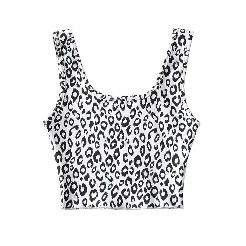 Springtime Style Zebra Leopard U-neck Sports Tank Vest Women's Vintage Navel Slim Short T-shirt Chic Female Tops 210507