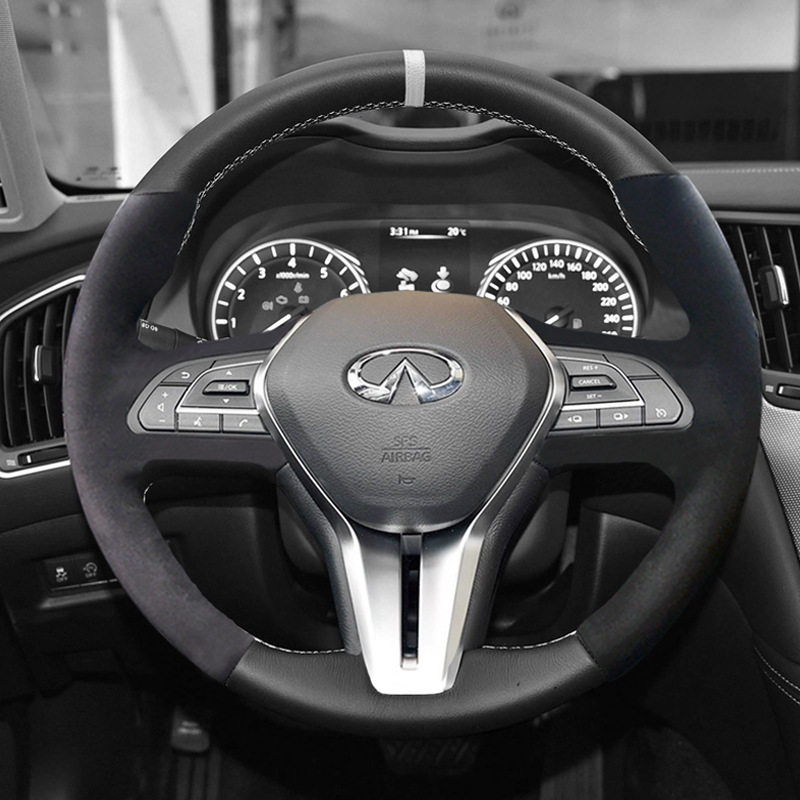 DIY custom carbon fiber suede hand stitched car interior steering wheel cover For Infiniti 18 Q50L QX50 Q70 QX60 Qx70 q30 Car interior accessories
DIY custom carbon fiber suede hand stitched car interior steering wheel cover For Infiniti 18 Q50L QX50 Q70 QX60 Qx70 q30 Car interior accessories
