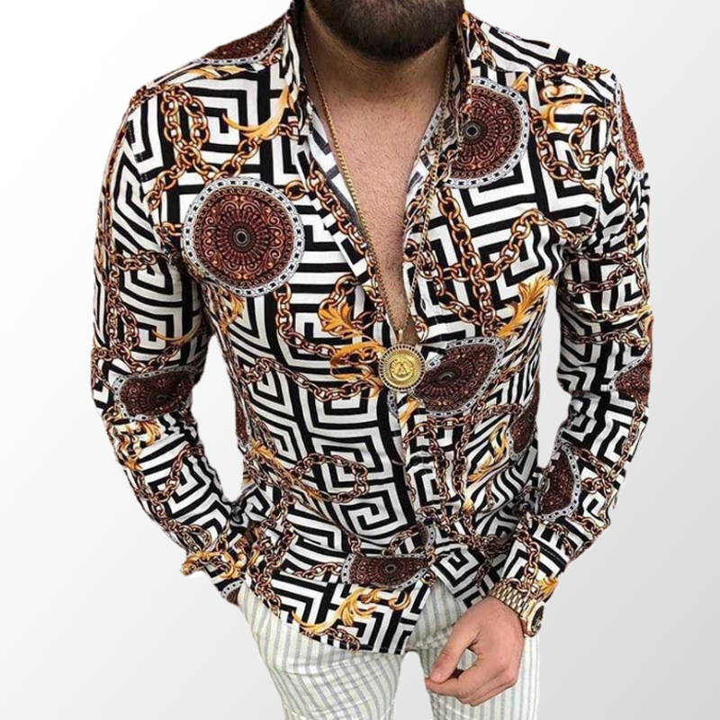 Autumn chemisier blusa European American men's long sleeve shirt casual printed shirts plus size XL 2xl 3xl blouse