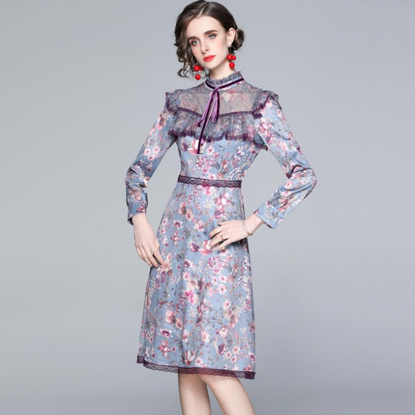 Women Dress Lace Up Mesh Patchwork Bow Long Sleeve Knee Length Elegant A Line Dresses Vestidos Femme Robe w1357, Purple
Women Dress Lace Up Mesh Patchwork Bow Long Sleeve Knee Length Elegant A Line Dresses Vestidos Femme Robe w1357, Purple