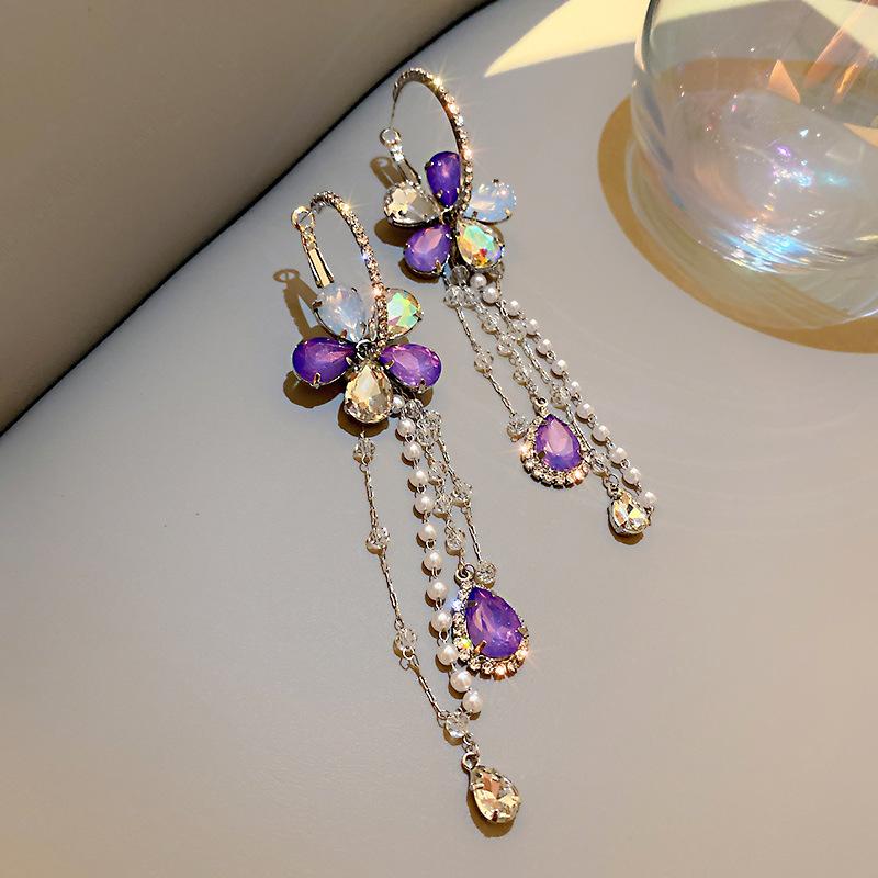 Dangle & Chandelier Korean Fashion Crystal Flower Shining Rhinestone Buckle Circle Earrings For Women Luxury Long Tassel, Silver
Dangle & Chandelier Korean Fashion Crystal Flower Shining Rhinestone Buckle Circle Earrings For Women Luxury Long Tassel, Silver
