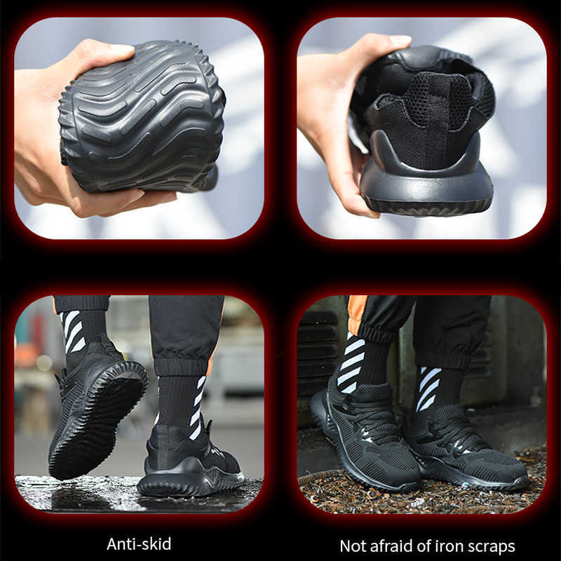 SUADEX Men Safety Work Shoes Boots Male Autumn Steel Toe Boots Anti-Smashing Protective Construction Safety Work Sneakers 211007