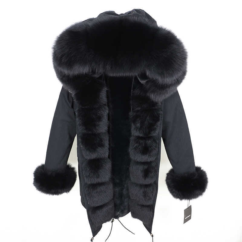 OFTBUY Fashion Winter Jacket Women Real Fur Coat Natural Collar Loose Long Parkas Big Outerwear Detachable 210910
