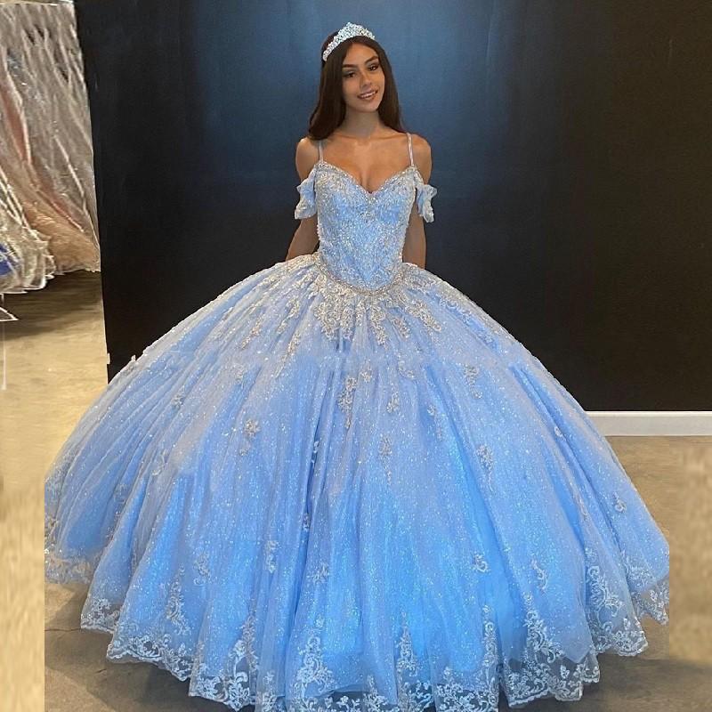 2021 Blue Quinceanera Dresses Spaghetti Straps Off Shoulder Silver Lace Appliques Crystal Beaded Illusion Sequins Sweet 16 Plus Size Party Prom Dress Evening Gowns, Lavender \lilac
2021 Blue Quinceanera Dresses Spaghetti Straps Off Shoulder Silver Lace Appliques Crystal Beaded Illusion Sequins Sweet 16 Plus Size Party Prom Dress Evening Gowns, Lavender \lilac