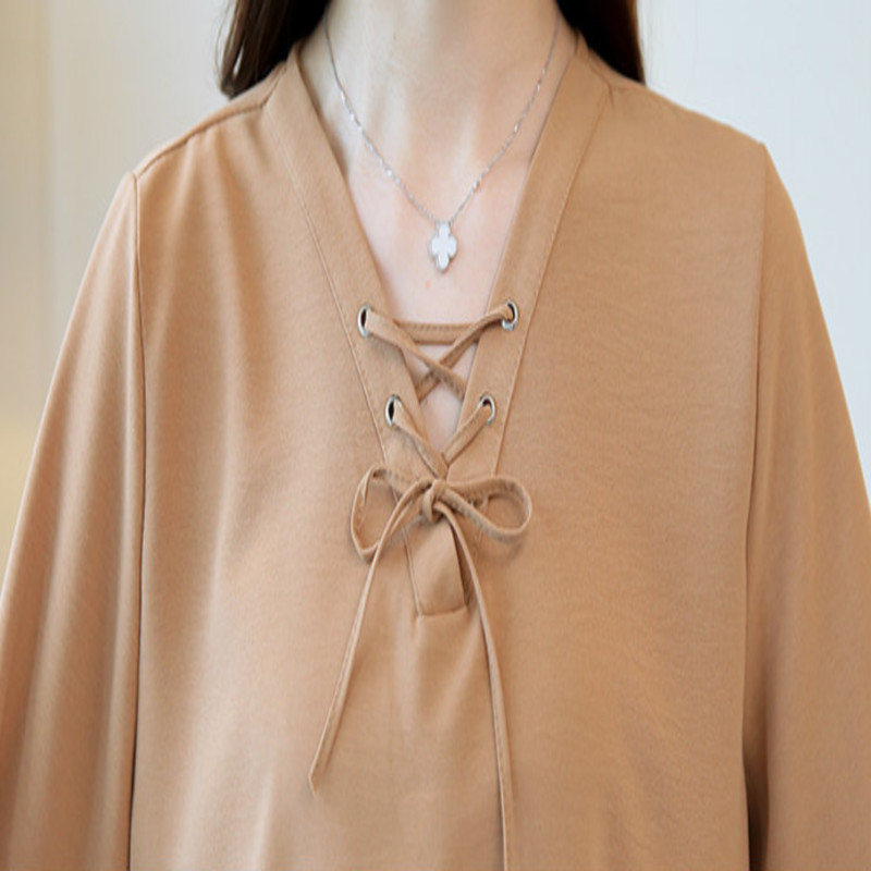 Fall Fashion Casual Women Blouses Shirts Lady Long Sleeve Loose Sexy Bow Tie Top Bottoming Shirt 0720 30 210506