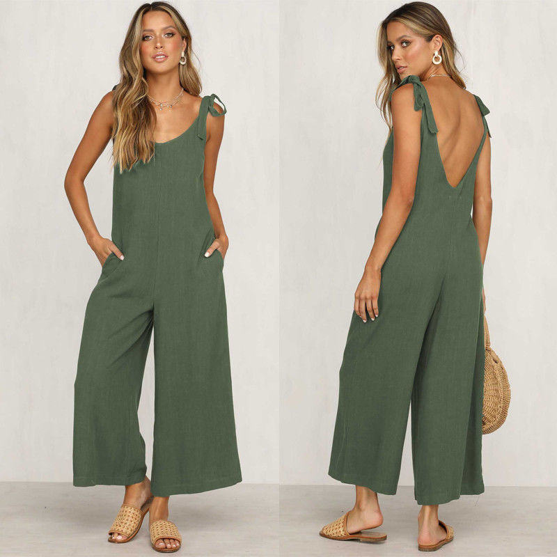 2021 Female O Neck Casual Backless Overalls Trousers Jumpsuit Women Summer Loose Sleeveless Rompers Wide Leg Pants 4 Color -XL
2021 Female O Neck Casual Backless Overalls Trousers Jumpsuit Women Summer Loose Sleeveless Rompers Wide Leg Pants 4 Color -XL