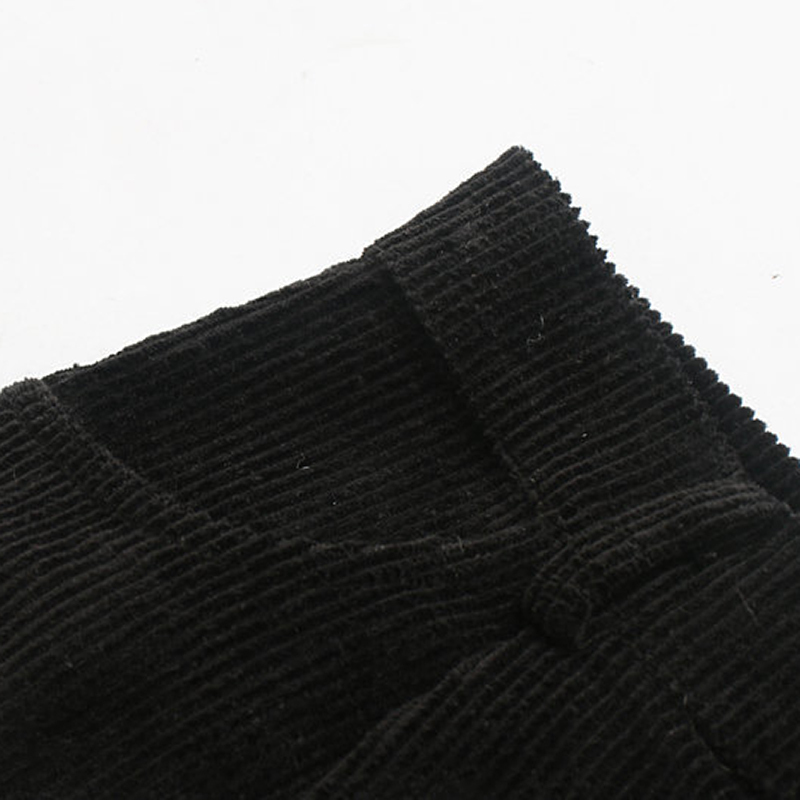 Winter Women Warm Corduroy Black Pants Casual Loose ladies Harem Solid Female Pockets Stretch Bottoms Long Trousers 210515