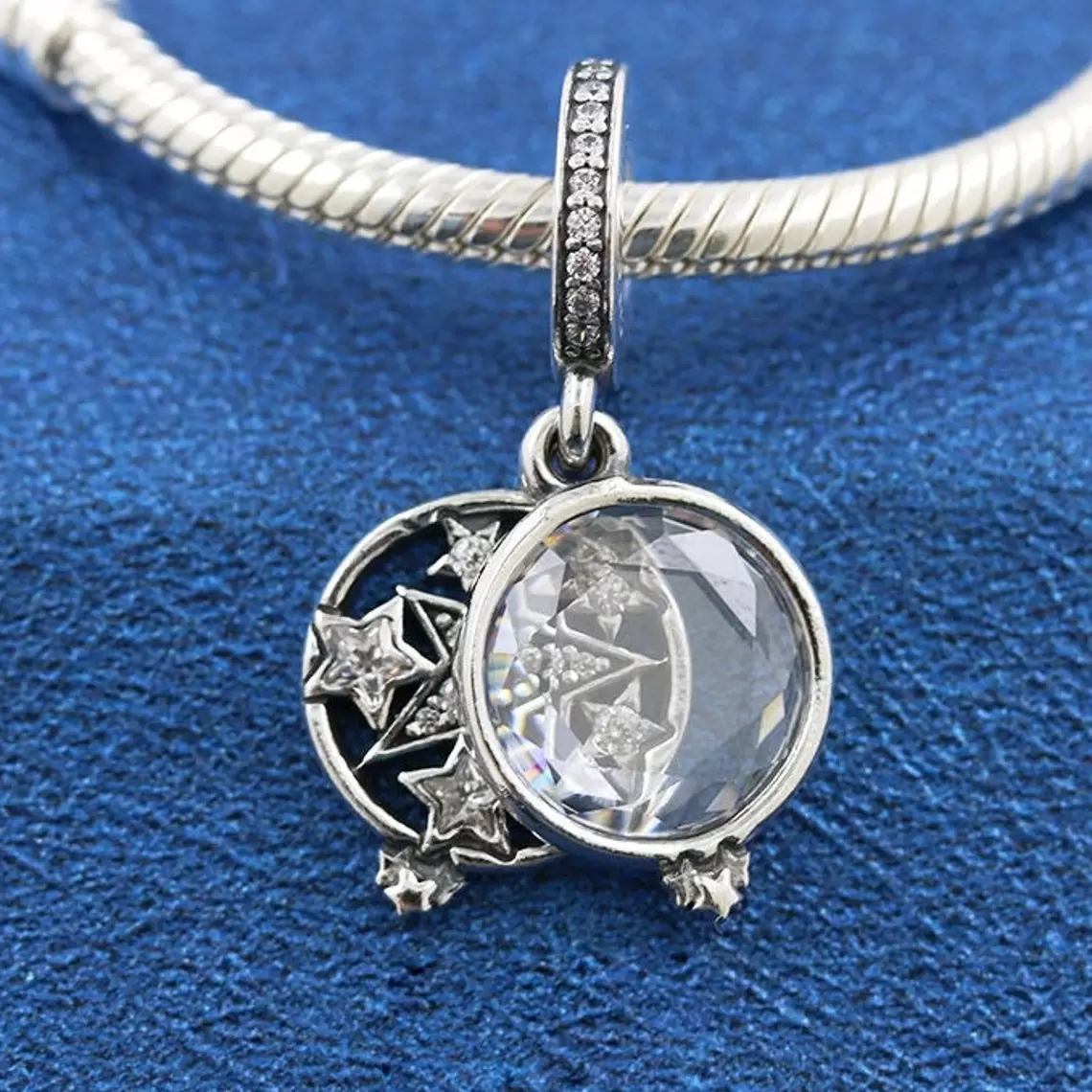 Authentic 925 Sterling Silver Metal Magnified Star Double Dangle Charm Bead With Cz Fits European Pandora Style Jewelry Bracelets, Black
Authentic 925 Sterling Silver Metal Magnified Star Double Dangle Charm Bead With Cz Fits European Pandora Style Jewelry Bracelets, Black