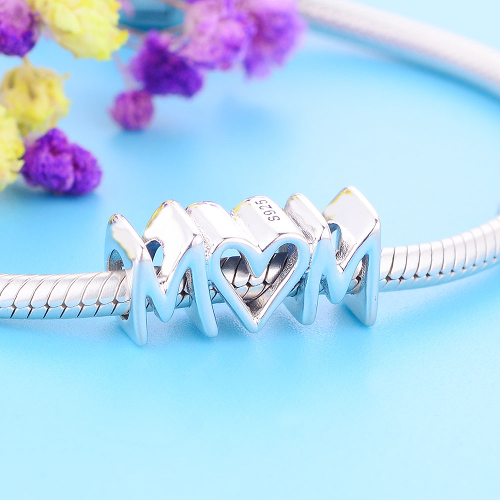 Fit Original Brand Charm Bracelet 925 Sterling Silver Letter Alphabet Script Mom Bead Making Family Kids Berloque