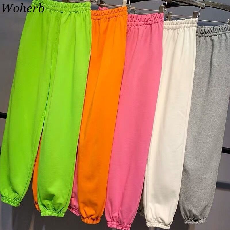 Women Pants Candy Colors Sweatpants Loose Casual Clothes High Waist Harem Streetwear Lady Trousers Plus Size 92542 210519