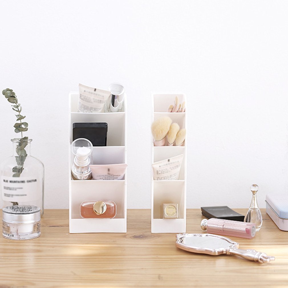 New Creative 4 Grid Sub-Grid Plastic Desk Organizer Desktop Pen Potlood Holder Make Storage Tray