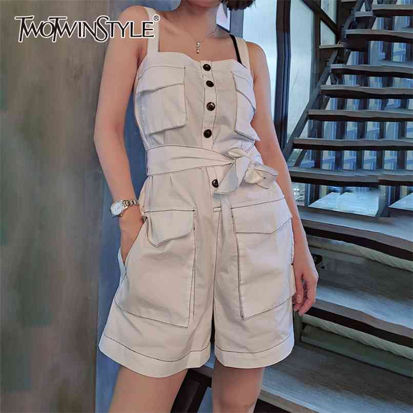 Casual Solid Playsuit For Women Square Collar Sleeveless High Waist Patchwork Pockets Lace Up Playsuits Female 210521, Black
Casual Solid Playsuit For Women Square Collar Sleeveless High Waist Patchwork Pockets Lace Up Playsuits Female 210521, Black
