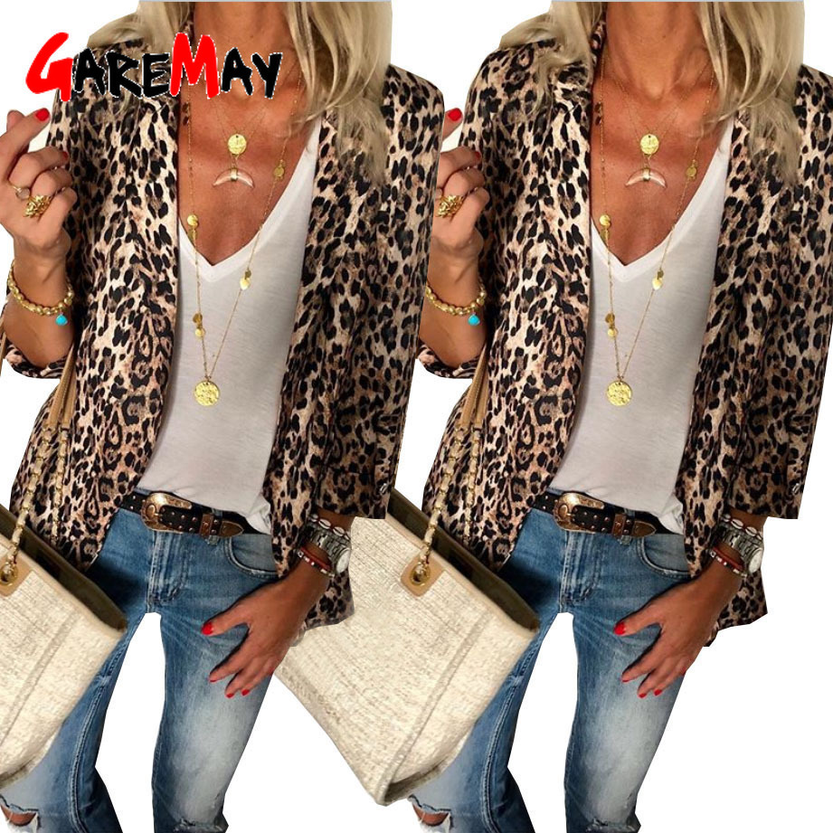 Women Leopard Print Jacket Winter Warm Slim Fit Coats Cardigan Blazer Casual Fashion Office Ladies Long Sleeves Streetwear Femme 210428
