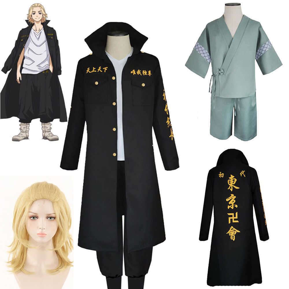 Anime Tokyo Revengers Sano Manjiro Cosplay Costume Unisex Manji Gang Mikey Jacket Cloak Pants Halloween Party Y0913