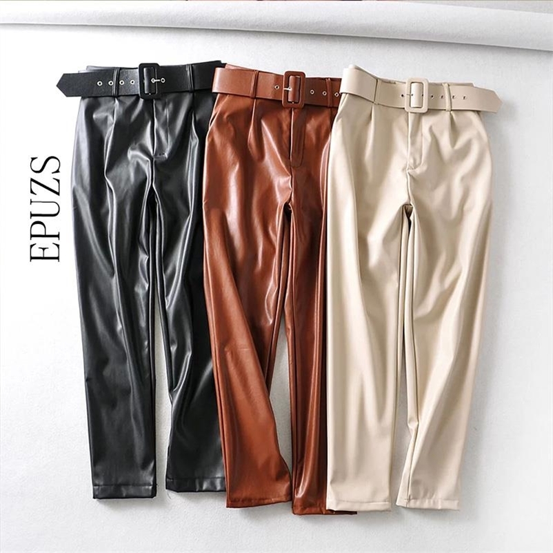 fashion belt Faux Leather women high waist pants Streetwear female Joggers casual long PU Trousers 210521, Black
fashion belt Faux Leather women high waist pants Streetwear female Joggers casual long PU Trousers 210521, Black