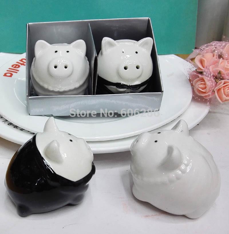 

Wedding Favors Pig Bride and Groom Ceramic Salt and Pepper Shakers for Wedding Souvenirs and Birthday Party Favors (2PCS/SET)