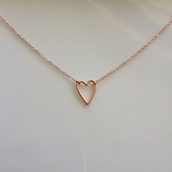 10PCS Gold Silver Tiny Line Hollow Out Open Heart Necklaces Simple Wire Wrapped Love Heart Necklaces for Lovers Couples