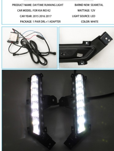 For KIA Rio K2 2015 2016 2017 rio Car DRL Daytime Running Lights LED Lamps Auto External Front Fog Light Led Automotive Lamp 12V