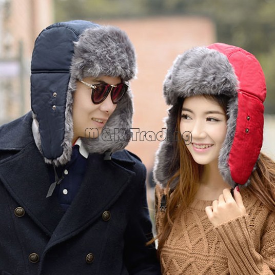 Warm Upgraded Unisex Winter Fleece Lined Nylon Russian Ear Flap Hat With Masks Tapper Hats Windproof Waterproof 5 Colors