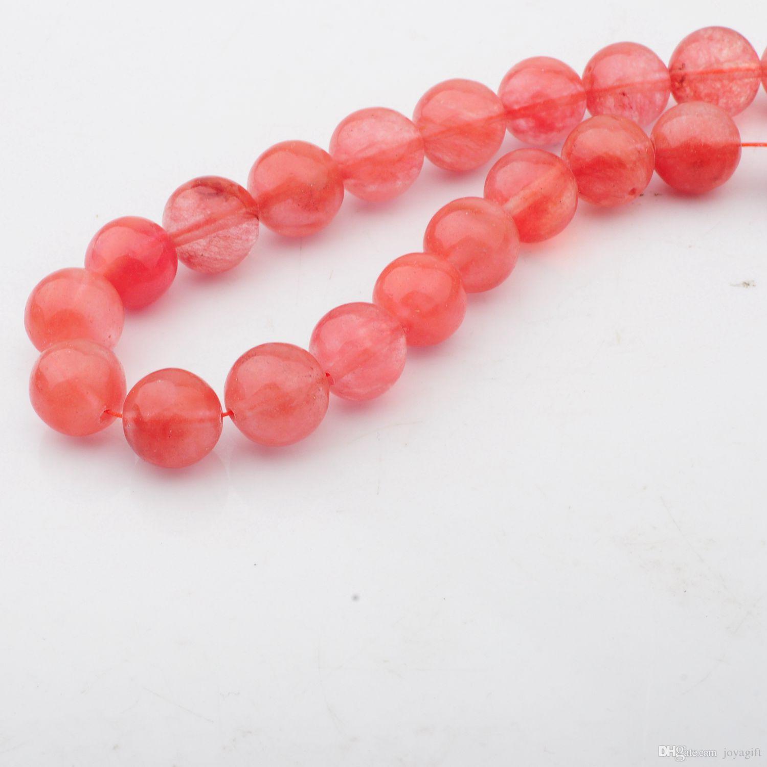 Natural Clear Cherry Quartz 14mm Round Beads for DIY Making Charm Jewelry Necklace Bracelet loose 28PCS Stone Beads For Wholesales