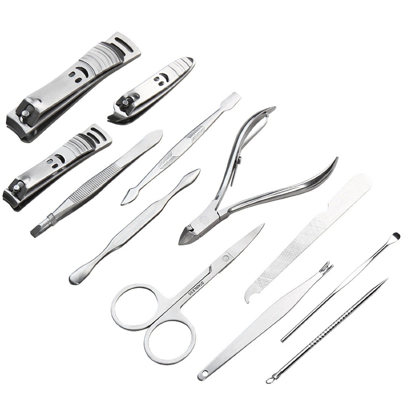 12 Pcs High Quality Nail Care Cutter Cuticle Clippers Kit Manicure Pedicure Set With Case Tool