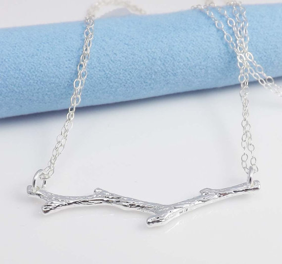 30PCS Gold Silver Tree Branch Necklace Nature Woodland Twig Necklaces Simple Olive Bar Necklace Botanical Limb Necklace