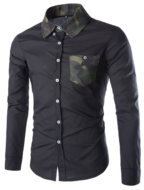Wholesale-2016 New Arrive Fashion Solid Men Dress Shirts Hot Sale Full Sleeve Formal Black White Men Shirt 13CS18